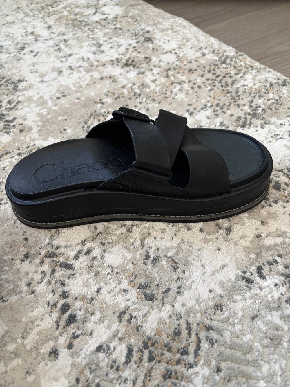 Chaco Black Double-Strap Slide Sandals with Buckle